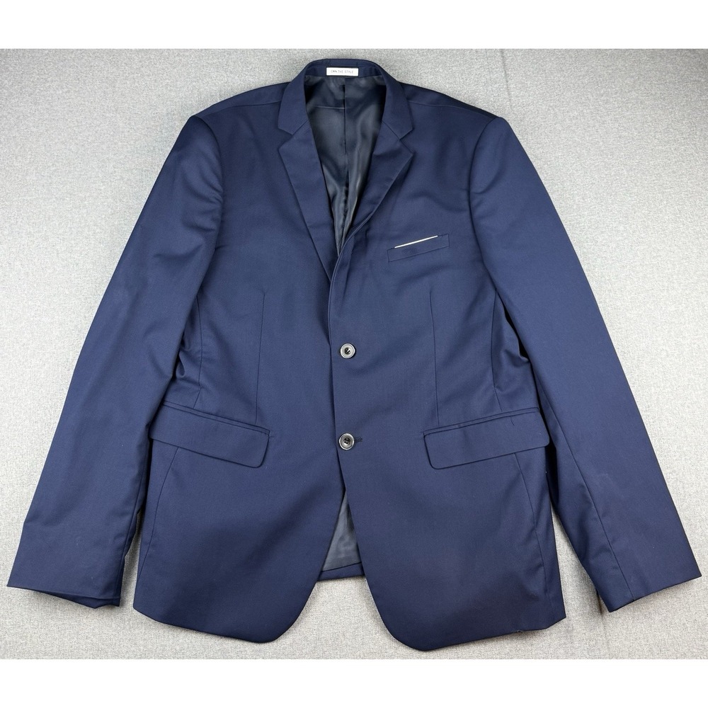 Own The Style Men's Navy Sport Coat Blazer Size L 2 Button Stretch Modern Fit
